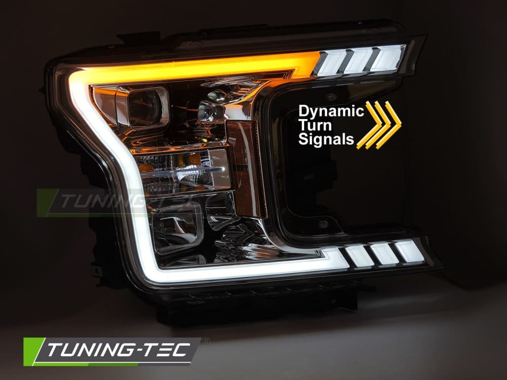 Predné svetlá Ford F-150 17-20 Tube Light Chrome – náhľad 3
