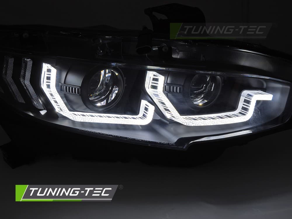 Predné Full LED svetlá Honda Civic X 16-21 DRL Black – náhľad 2