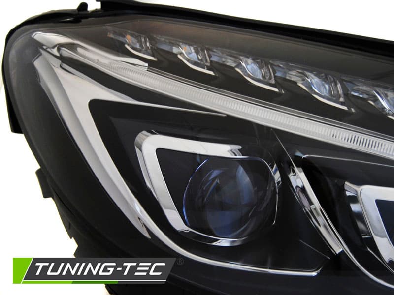 Predné Full LED svetlá Mercedes C trieda W205 14-18 DRL Black – náhľad 2