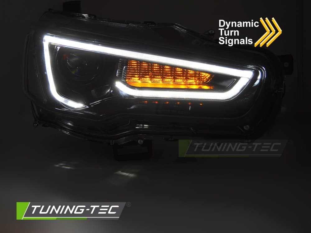 Predné svetlá Mitsubishi Lancer VIII 08-16 Tube Light Black – náhľad 3