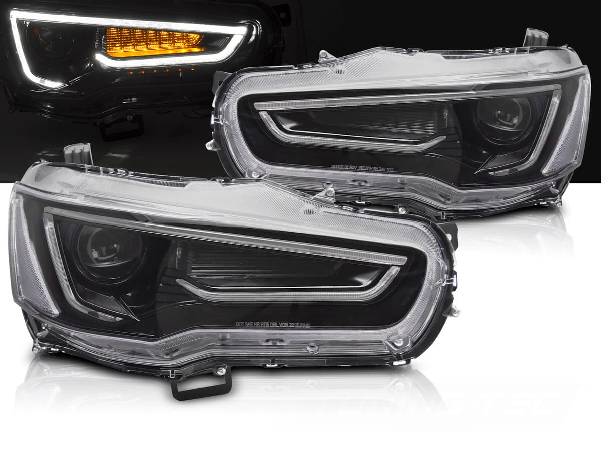 Predné svetlá Mitsubishi Lancer VIII 08-16 Tube Light Black