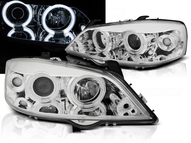 Predné svetlá Opel Astra G 97-04 Angel Eyes CCFL Chrome