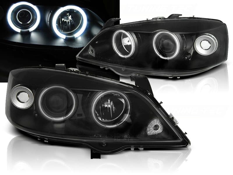 Predné svetlá Opel Astra G 97-04 Angel Eyes CCFL Black