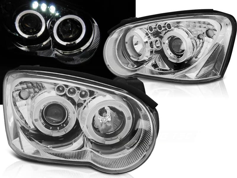 Predné svetlá Subaru Impreza II 03-05 Angel Eyes Chrome