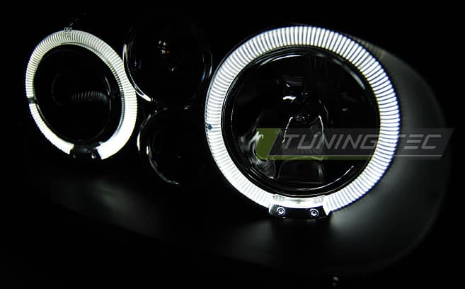 Predné svetlá Volkswagen Golf IV 97-03 Angel Eyes Black – náhľad 2