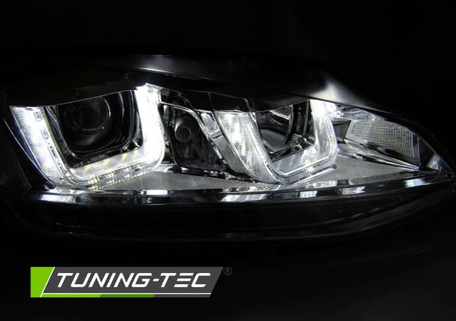 Predné svetlá Volkswagen Golf VII 12-17 U-LED DRL Chrome – náhľad 2