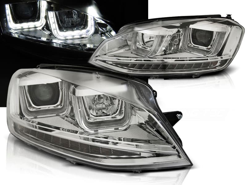 Predné svetlá Volkswagen Golf VII 12-17 U-LED DRL Chrome