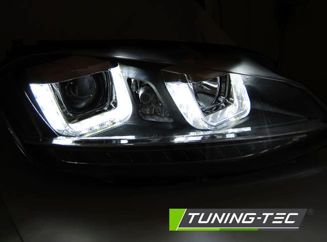 Predné svetlá Volkswagen Golf VII 12-17 U-LED DRL Black Red Line – náhľad 2