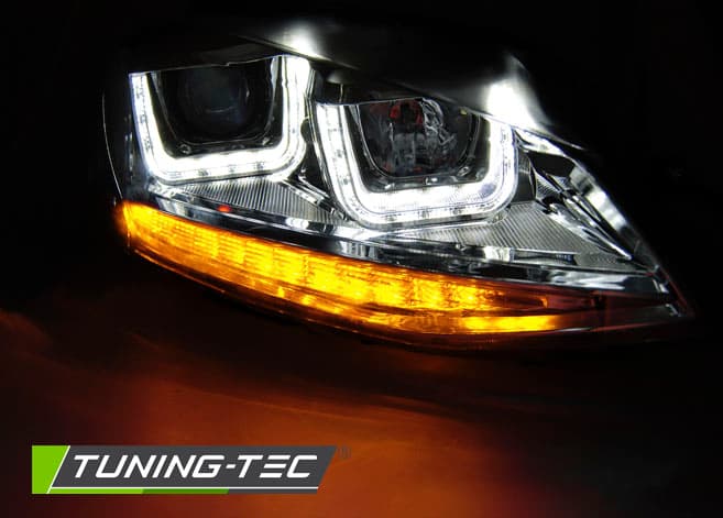 Predné svetlá Volkswagen Golf VII 12-17 U-LED DRL Black Red Line – náhľad 3