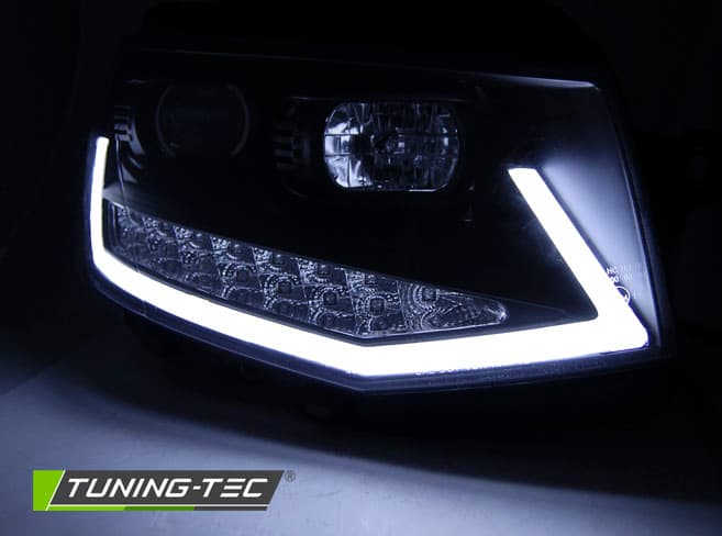 Predné svetlá Volkswagen Transporter T6 15-19 Tube Light DRL Black Chrome — bazár – náhľad 2