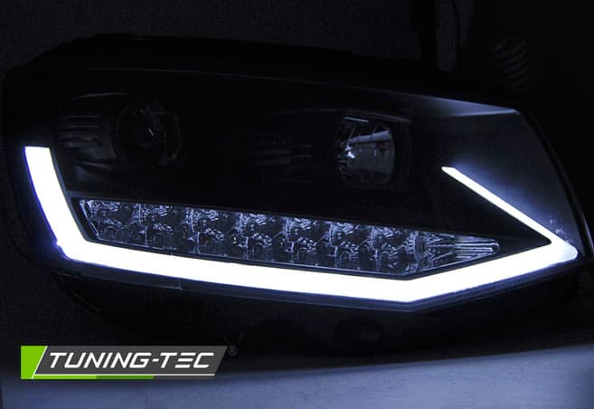 Predné svetlá Volkswagen Transporter T6 15-19 Tube Light DRL Black Chrome — bazár – náhľad 3