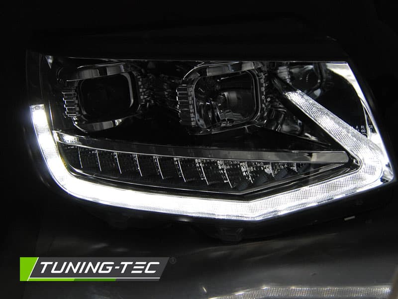 Predné svetlá Volkswagen Transporter T6 15-19 Tube Light DRL Chrome – náhľad 2