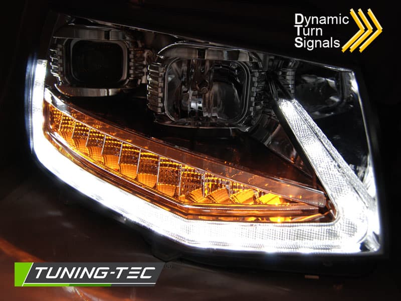 Predné svetlá Volkswagen Transporter T6 15-19 Tube Light DRL Chrome – náhľad 3