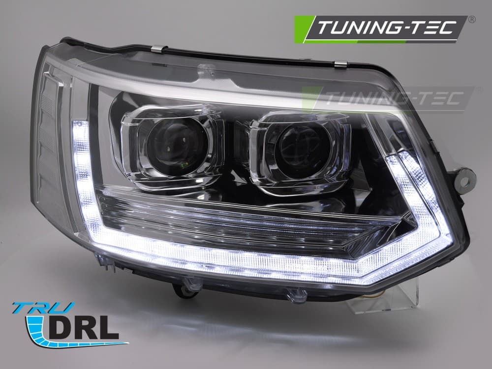 Predné Full LED svetlá Volkswagen Transporter T5 10-15 Tube T6 Look Chrome – náhľad 2