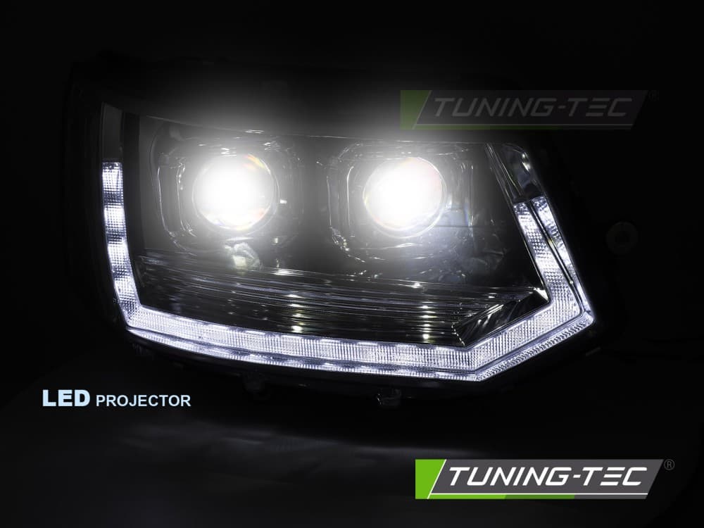 Predné Full LED svetlá Volkswagen Transporter T5 10-15 Tube T6 Look Chrome – náhľad 3
