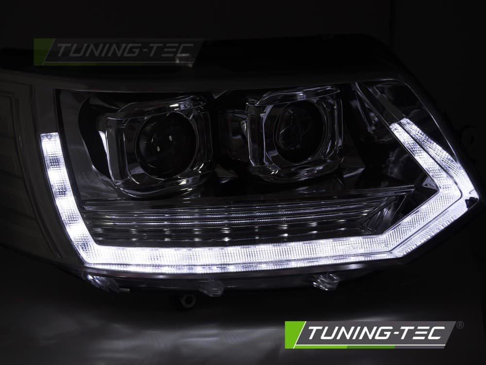 Predné Full LED svetlá Volkswagen Transporter T5 10-15 Tube T6 Look Chrome – náhľad 4