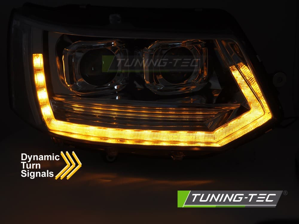 Predné Full LED svetlá Volkswagen Transporter T5 10-15 Tube T6 Look Chrome – náhľad 5