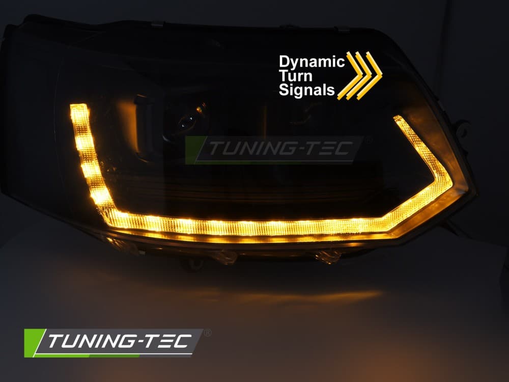 Predné Full LED svetlá Volkswagen Transporter T5 10-15 Tube T6 Look Black – náhľad 3