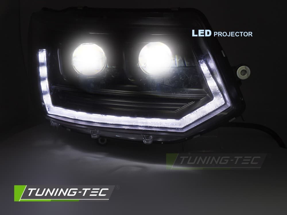 Predné Full LED svetlá Volkswagen Transporter T5 10-15 Tube T6 Look Black – náhľad 4