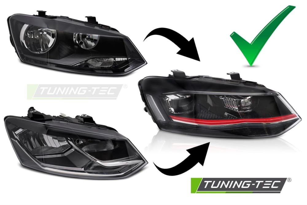 Predné svetlá VW Polo 6R 09-17 FULL LED Red DRL Sequential – náhľad 5