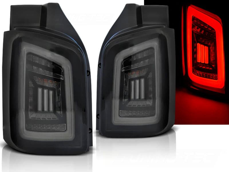 Zadné svetlá VW T5 03-15 LED Black Smoke White (dvojité dvere)