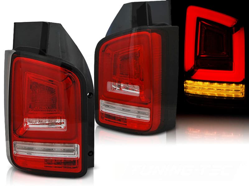 Zadné svetlá VW T6 LED BAR Dynamic Red White (dvojité dvere)