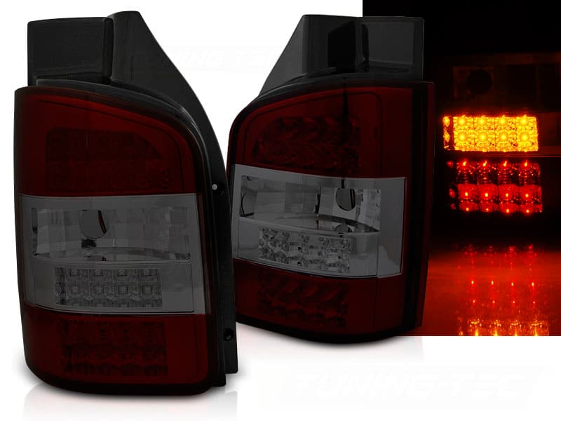 Zadné svetlá VW T5 10-15 Twin Door LED Red Smoke