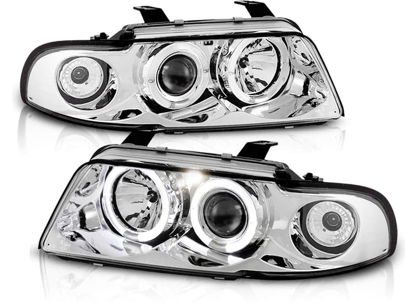 Predné svetlá Audi A4 94-98 Angel Eyes Chrome - 02