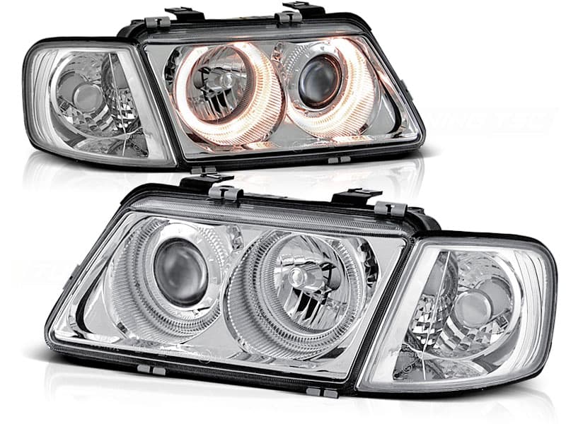 Predné svetlá Audi A3 96-00 Angel Eyes Chrome - 08