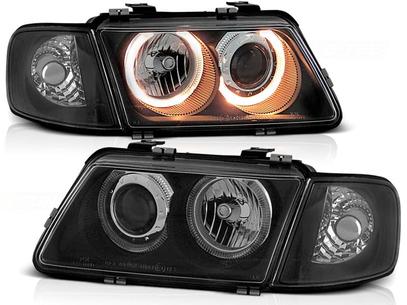 Predné svetlá Audi A3 96-00 Angel Eyes Black - 10