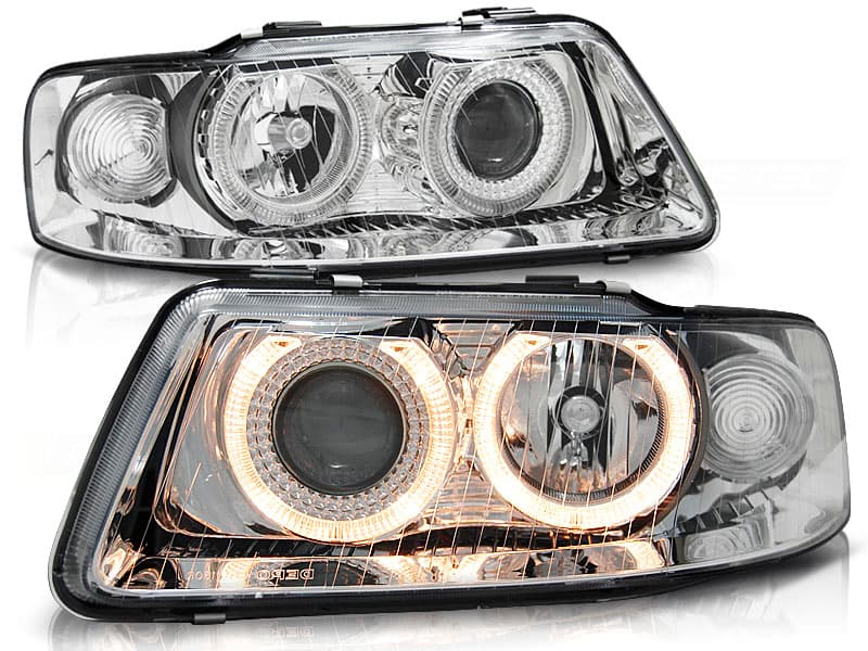 Predné svetlá Audi A3 00-03 Angel Eyes Chrome