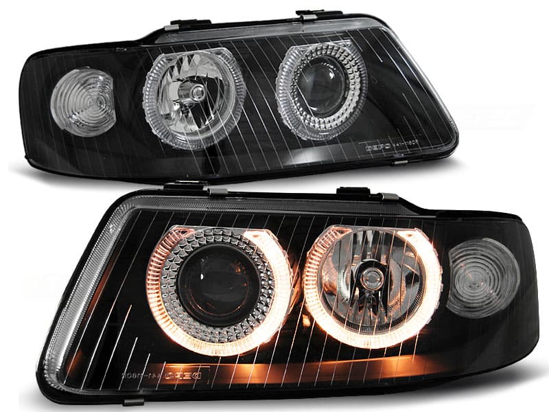 Predné svetlá Audi A3 00-03 Angel Eyes Black