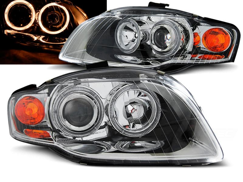 Predné svetlá Audi A4 B7 04-08 Angel Eyes Chrome