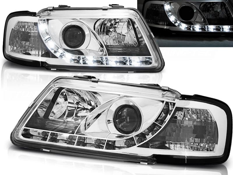 Predné svetlá A3 96-00 DRL Devil Eyes Chrome