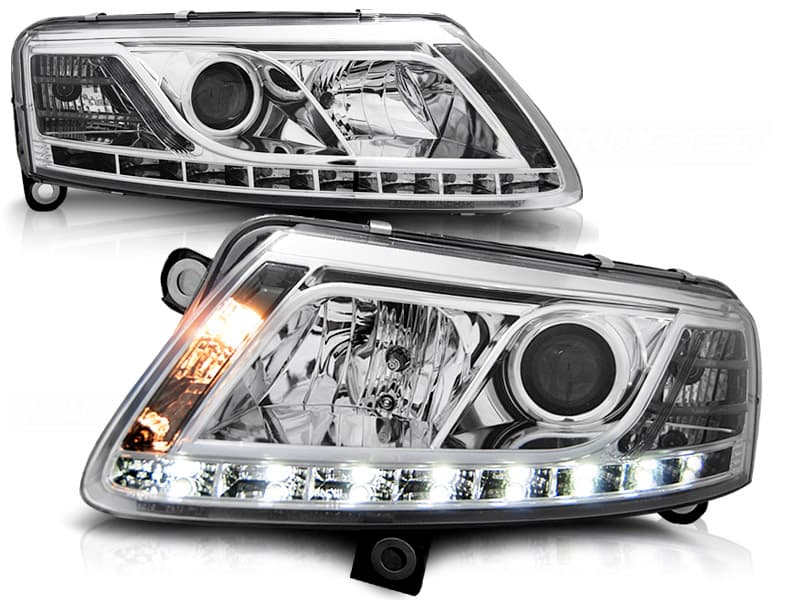 Predné svetlá Audi A6 04-08 DRL Devil Eyes Chrome