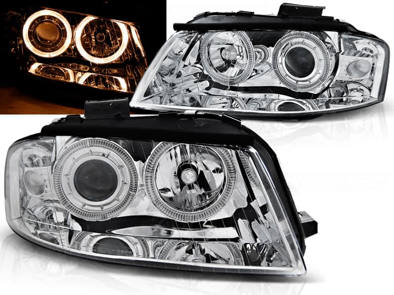Predné svetlá Audi A3 8P Angel Eyes Chrome