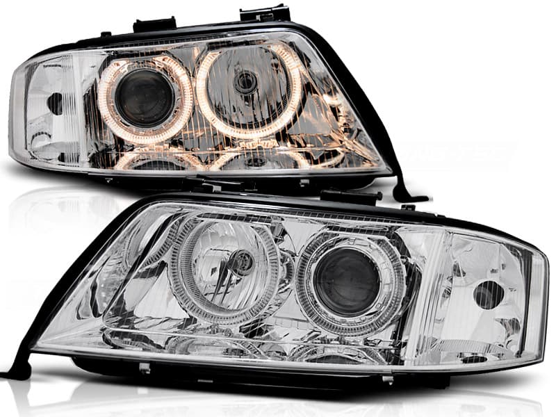Predné svetlá Audi A6 97-99 Xenón Angel Eyes Chrome