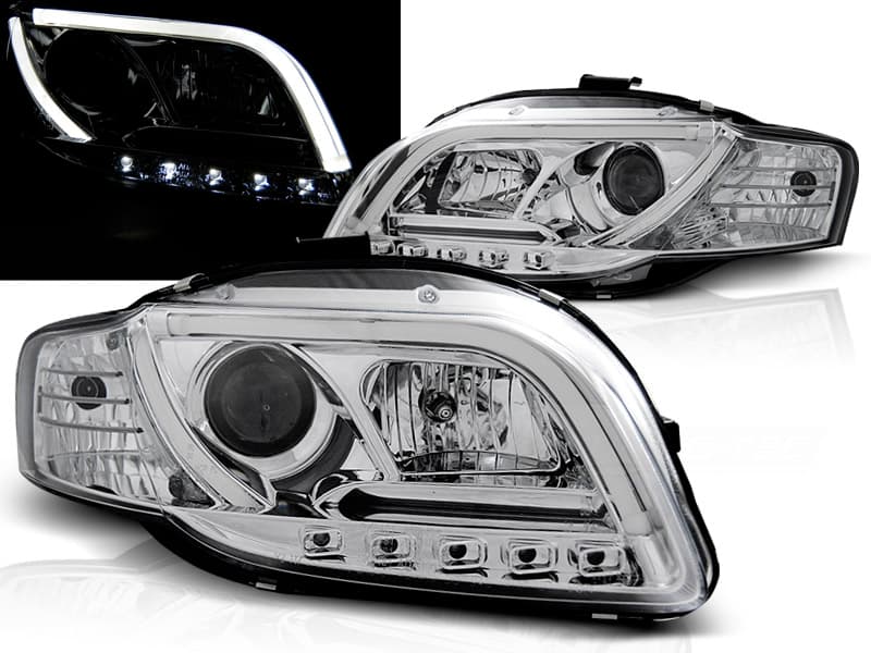 Predné svetlá Audi A4 B7 04-08 Tube Light LED Chrome