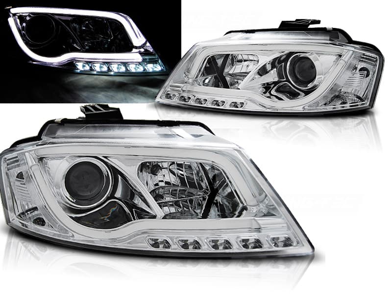 Predné svetlá Audi A3 8P 08-12 DRL Chrome