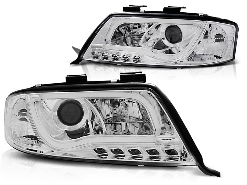 Predné svetlá Audi A6 01-04 Tubelights DRL Chrome