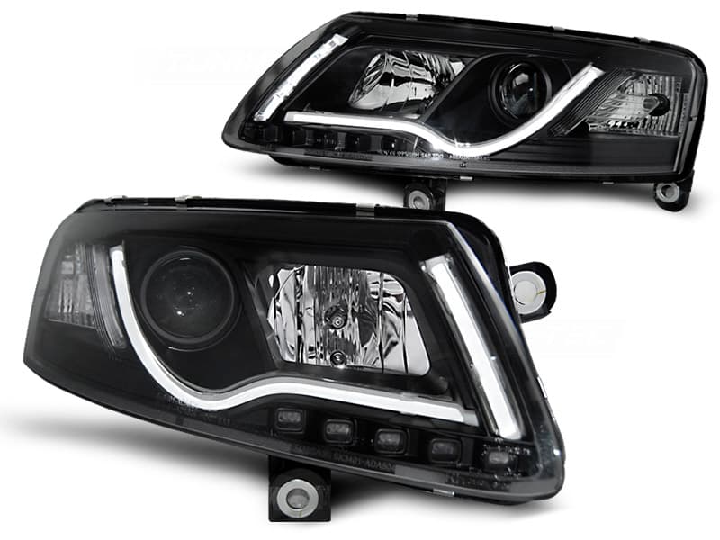 Predné svetlá Audi A6 C6 04-08 Tubelights DRL Xenón Black