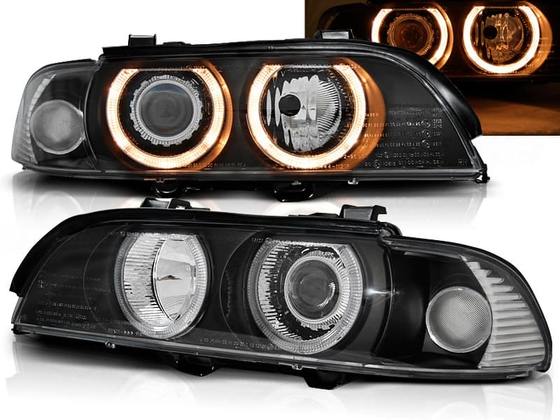 Predné svetlá BMW E39 Xenón Angel Eyes Black - 07