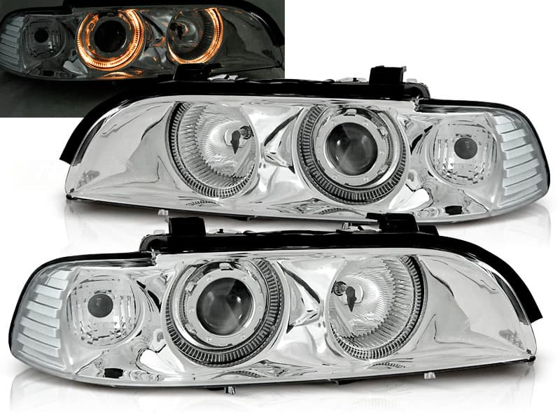 Predné svetlá BMW E39 H7/H7 Angel Eyes Chrome - 08