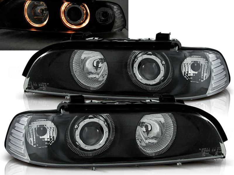 Predné svetlá BMW E39 H7/H7 Angel Eyes Black - 09