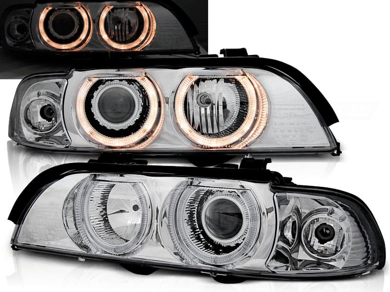 Predné svetlá BMW E39 H7/H7 Angel Eyes Chrome - 11