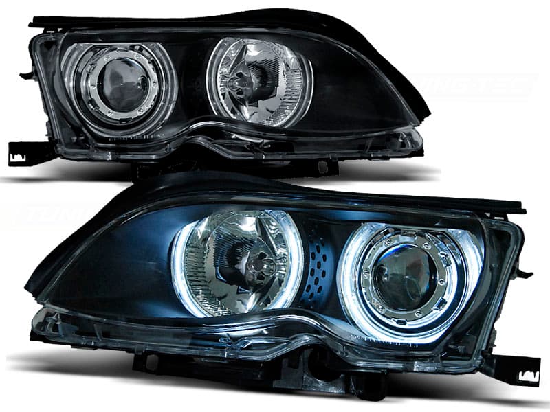 Predné svetlá BMW E46 Sedan/Touring 01-05 Angel Eyes Black - 32