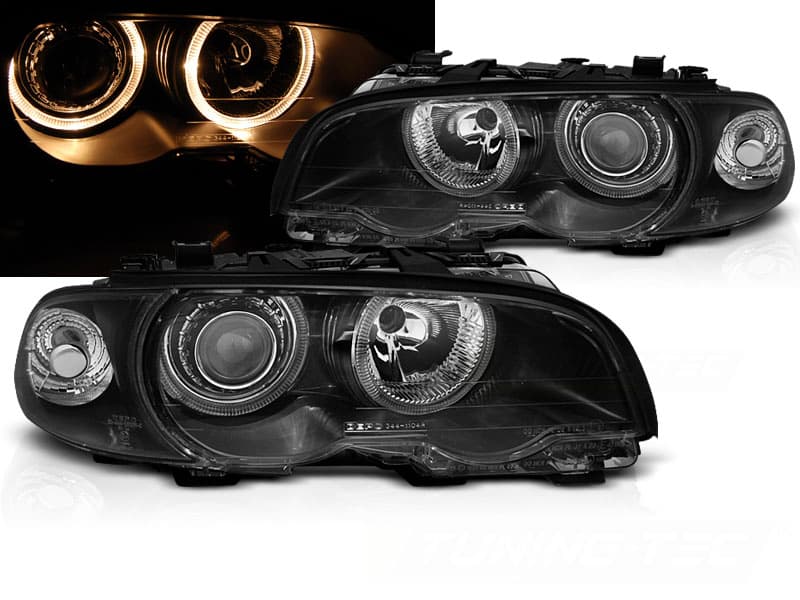 Predné svetlá BMW E46 Coupe/Cabrio 99-01 FK Angel Eyes Black
