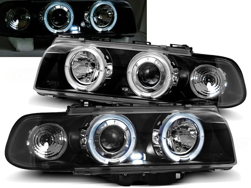 Predné svetlá BMW E38 94-98 Angel Eyes Black - 37