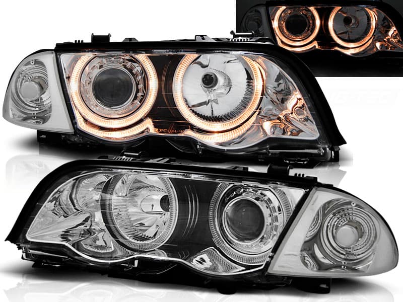 Predné svetlá BMW E46 Sedan/Touring 98-01 Angel Eyes Chrome - 40