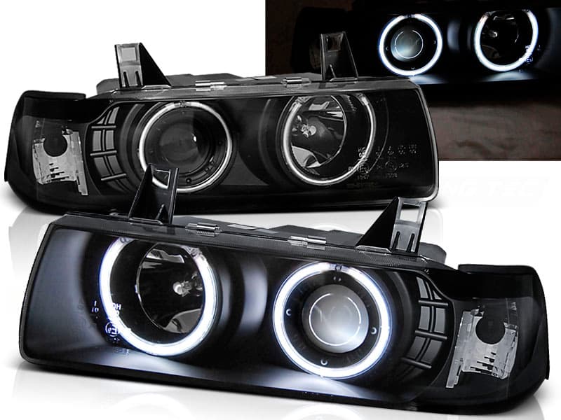 Predné svetlá BMW E36 CCFL Angel Eyes Black